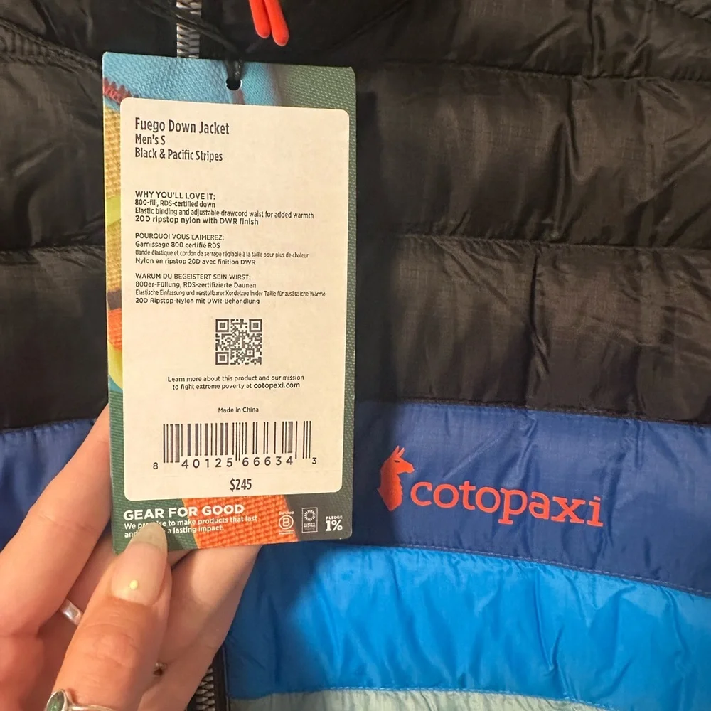 Cotopaxi Black Jacket with Blue Stripes - Picture 2 of 4